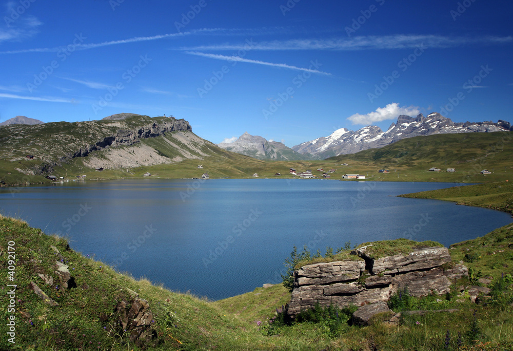 swiss lake with mountains