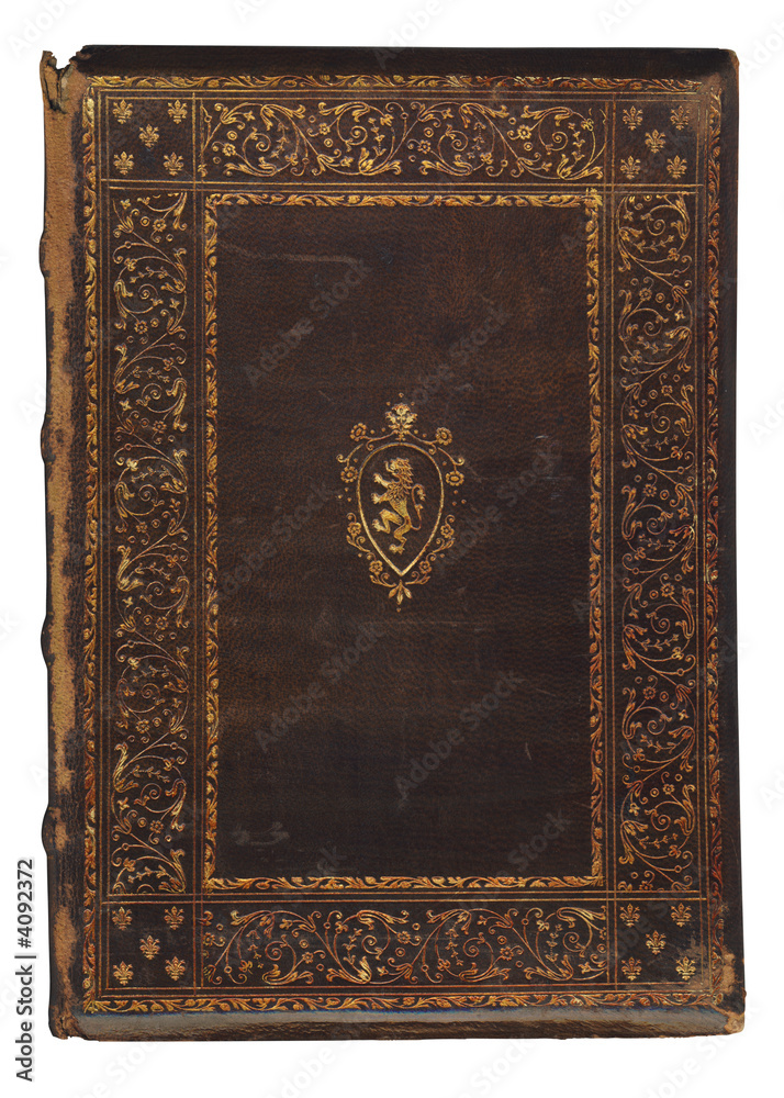 Isolated antique book cover.