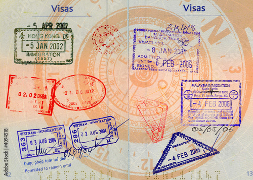 asian visas on compass background