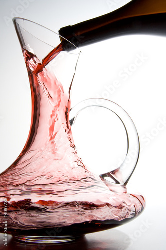 Wine pouring into decanter