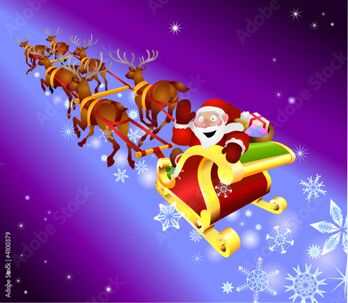 Santa waving from his sled