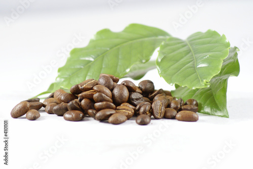  Coffee Beans and Leaf