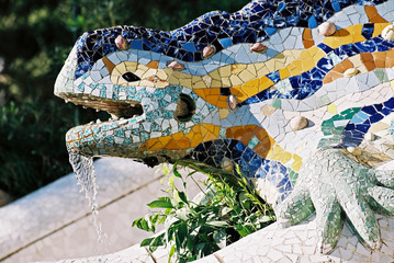Wandcirkels Barcelona Salamanderfontein Park Güell Gaudí  © MM