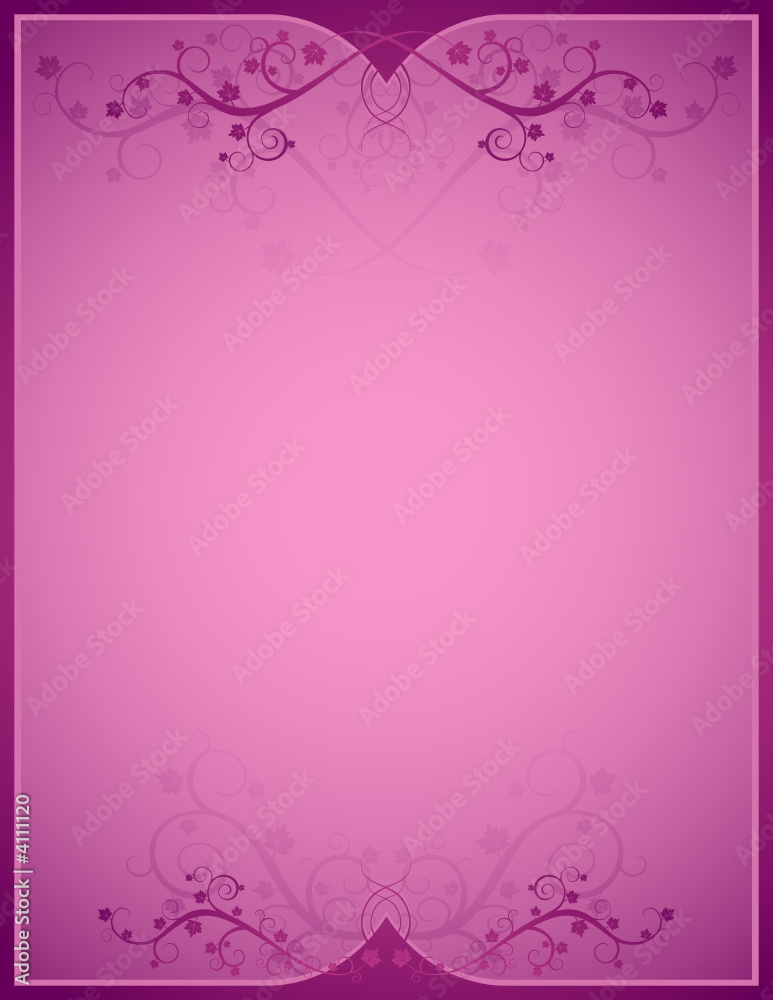 pink background  with lovely squiggles with leaves