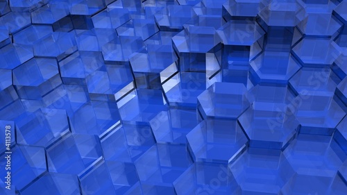 Blue Translucent Hexagons