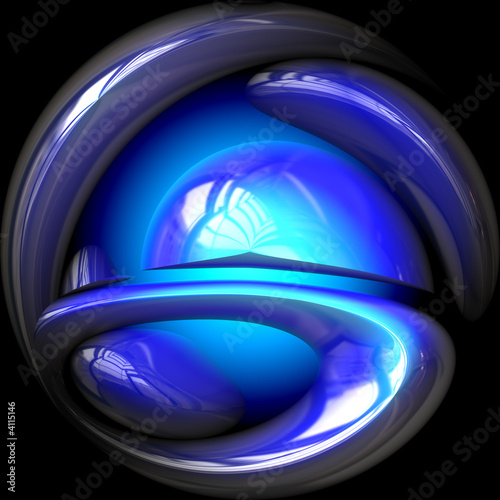 Crystal ball glowing in blue light
