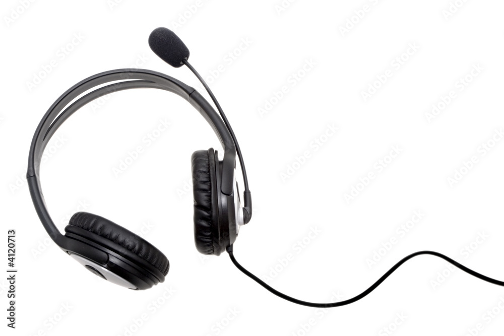 black headset isolated in white background
