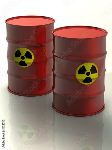 3d concept illustation radioactive barrels