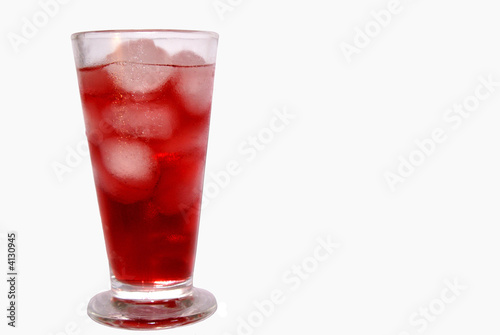 A glass ice cold lemonade