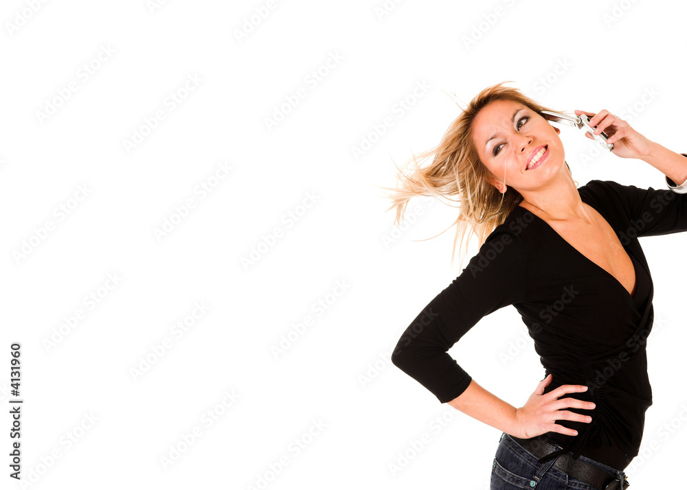 beautiful young woman calling by mobile phone beautiful young woman calling by mobile phone