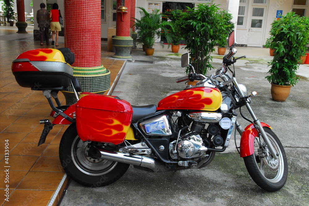 motorbike parked at the car parks