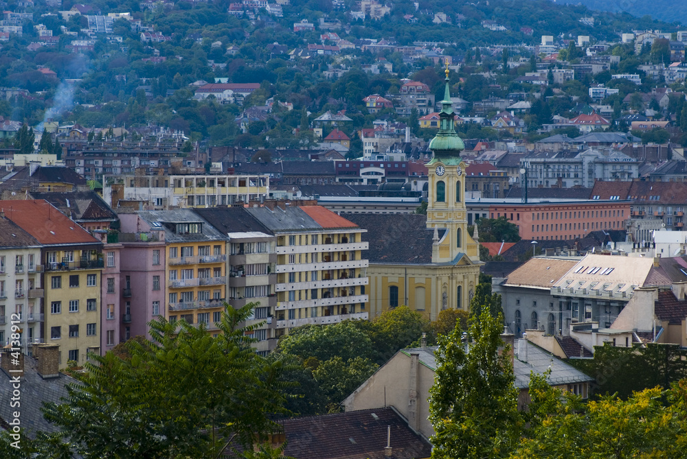 view of saint elizabeth church from Buda palace. 
