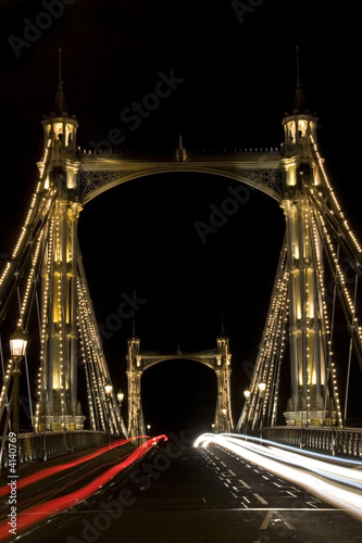 ALbert Bridge in London at night with traffic #4140769
