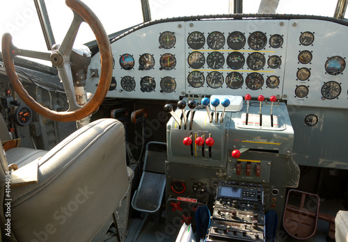 Cockpit of Nazi German era Ju-52 airplane photo