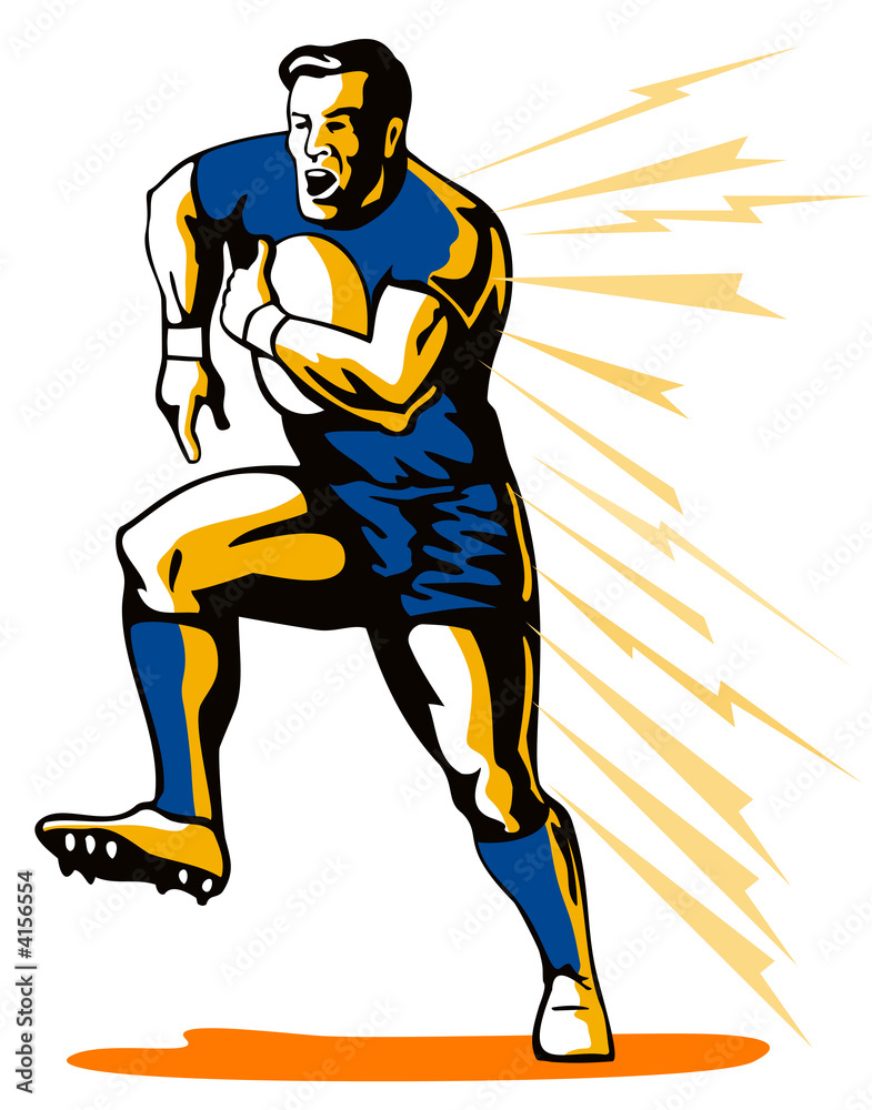 Obraz premium Rugby player running for a try blue