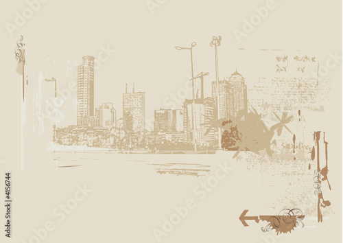 Grunge styled urban background.  Vector illustration.