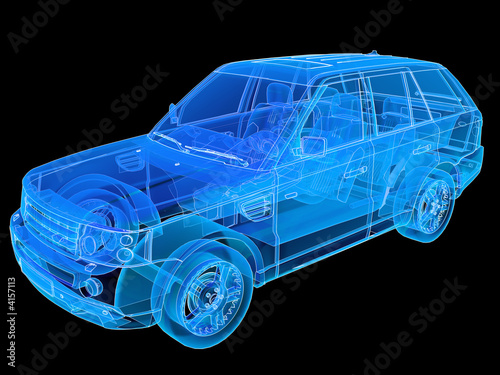 Obraz na płótnie Perspective illustration of a Range Rover.