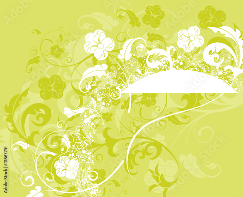 Grunge paint flower background with circle, vector illustration