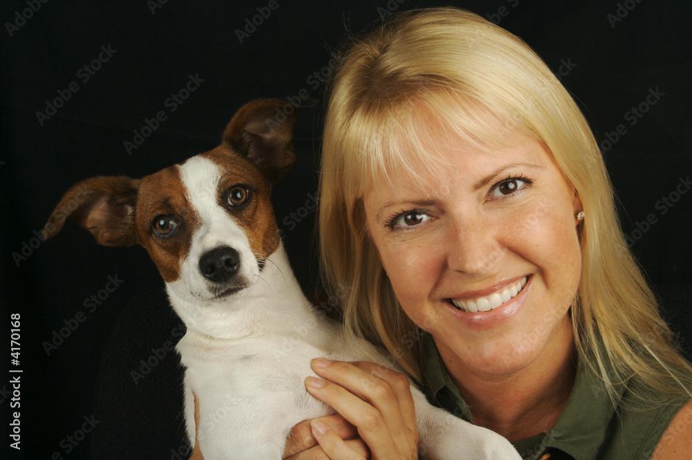 Attractive Woman & Jack Russell Terrier Dog Attractive Woman & Jack Russell Terrier Dog