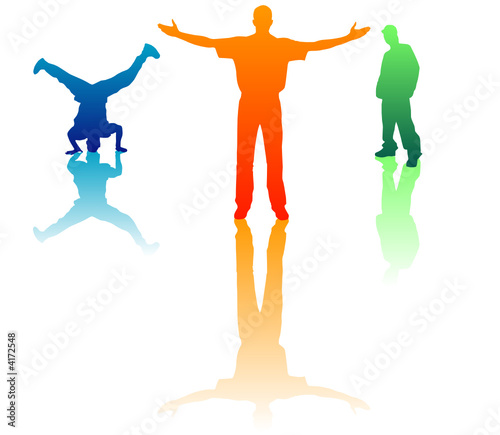 Silhouettes en couleurs de danseurs