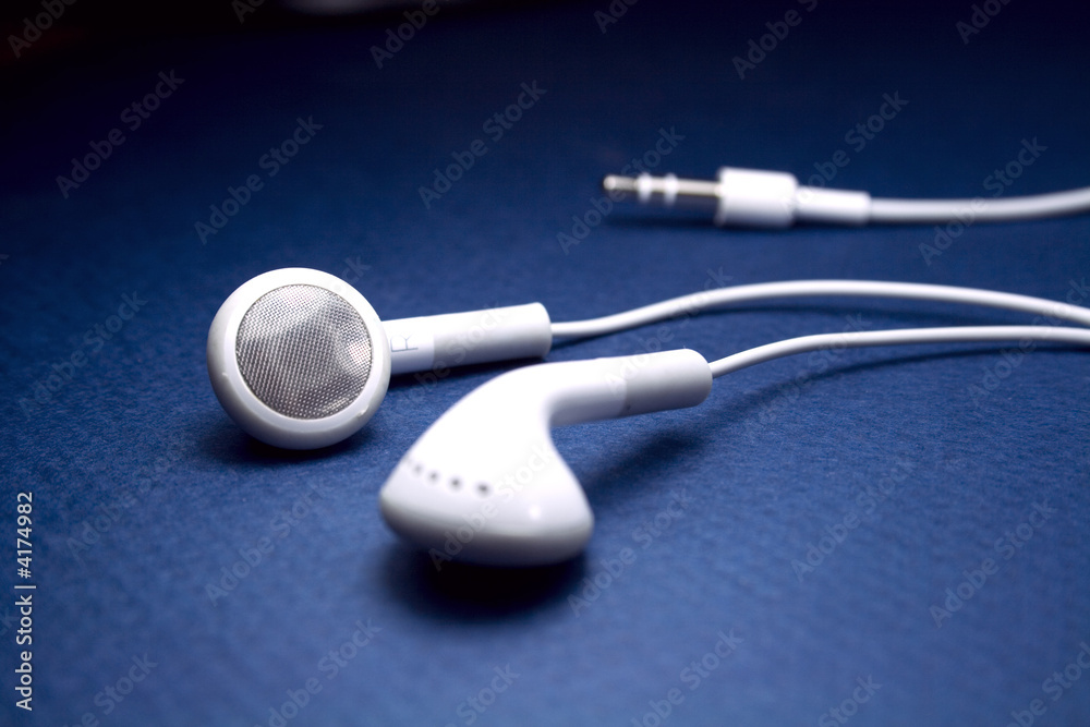 Earphones on Blue Earphones on Blue