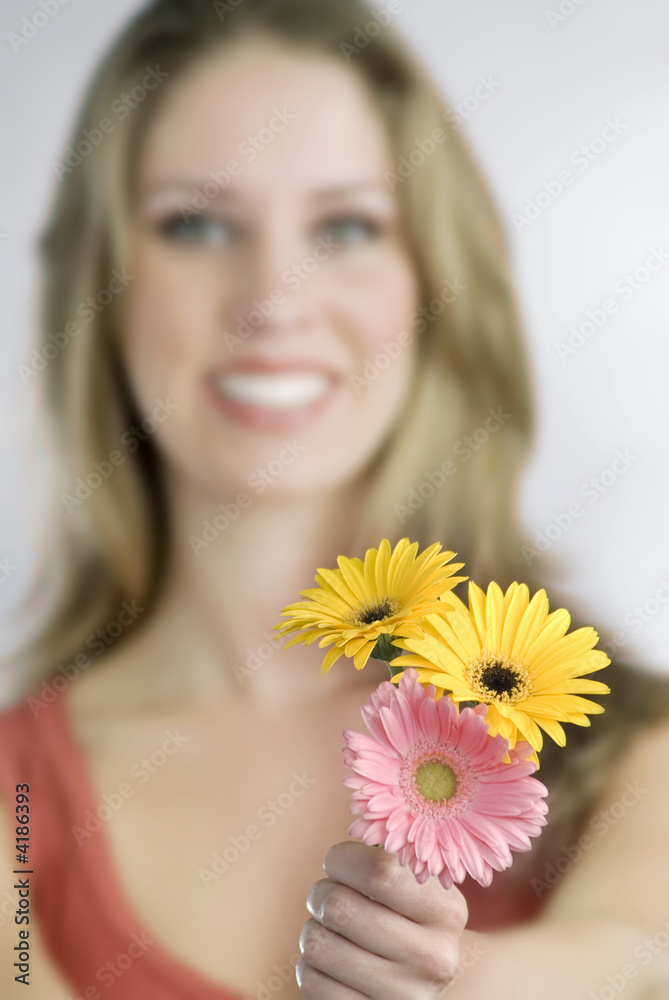 young woman with flower