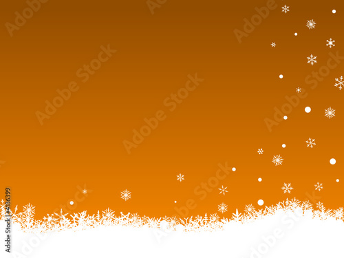 White Snowflakes on Orange