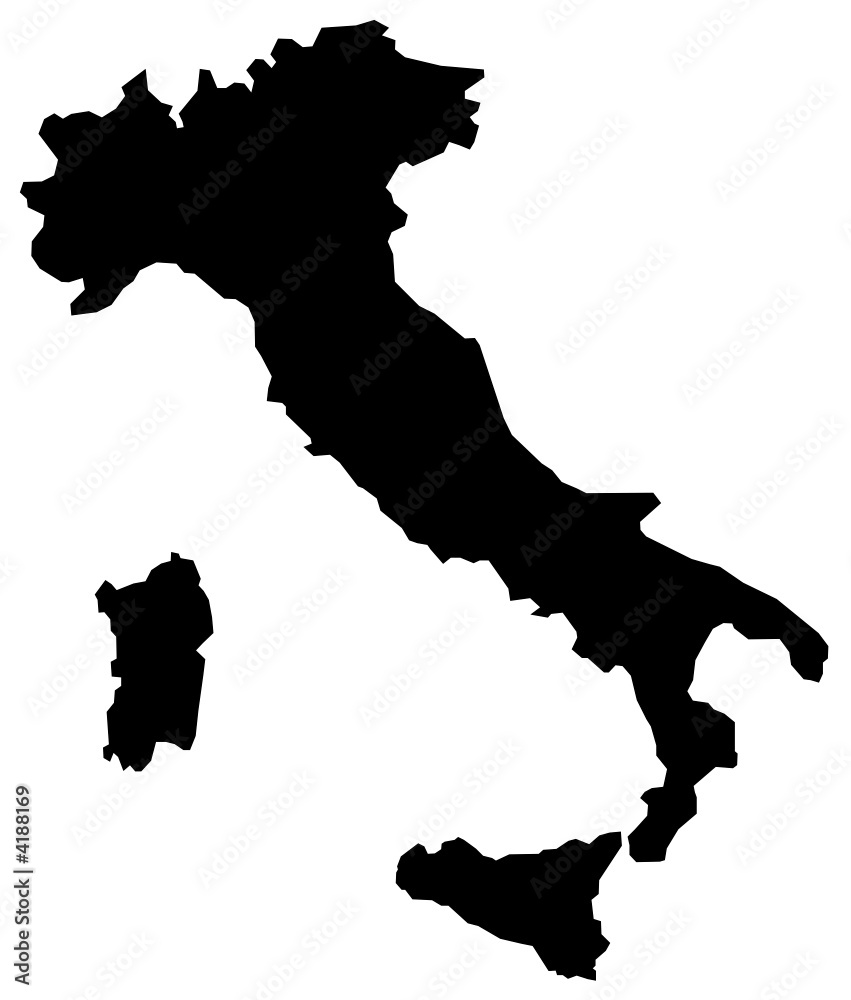 Naklejka czarna prosta mapa Włoch