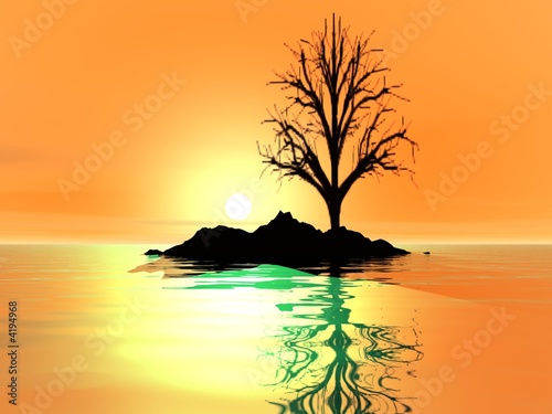 Sunset (Tree in small island)