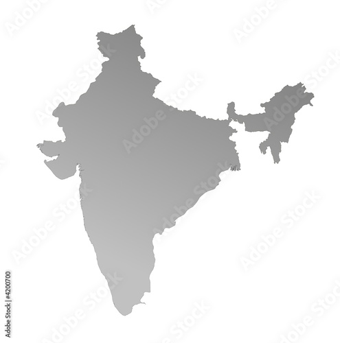 detailed gray gradient map of India