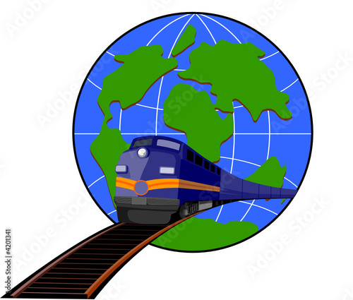 Speeding train with globe