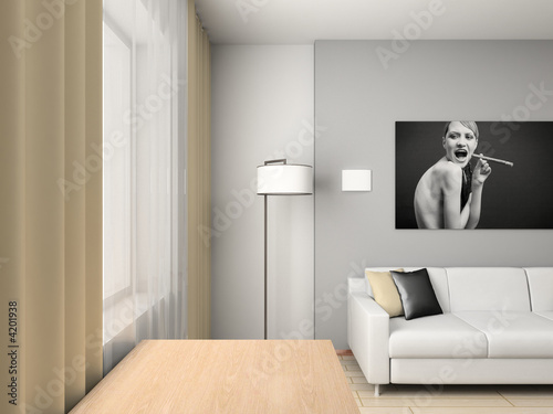 home interior with the portrait.