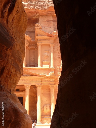 Treasury, Al-Khazneh, view from Siq, Petra, Jordan