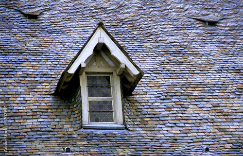 Slate roof and window
