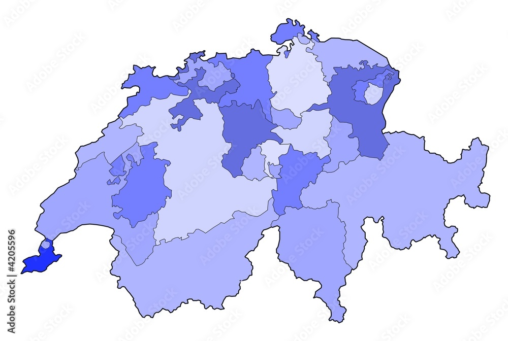 Naklejka premium Schweiz mit Kantonen