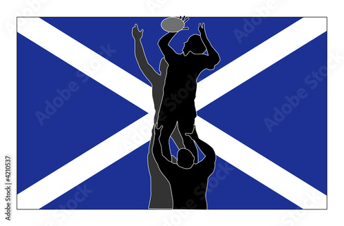 Rugby lineout Scotland flag