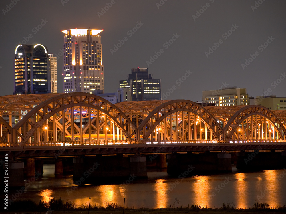 Fototapeta premium Osaka river at dusk