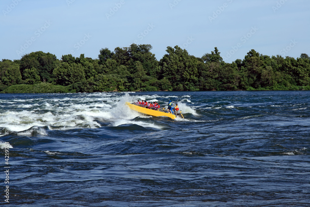 Fototapeta premium Jet boating adventure on the river