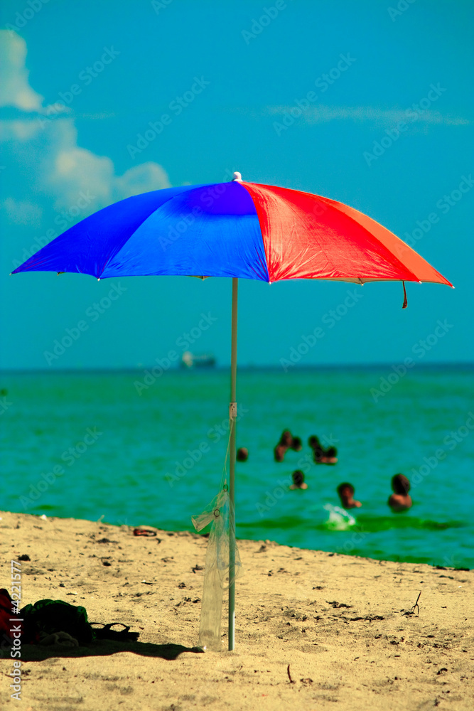 Beach umbrella on the beach