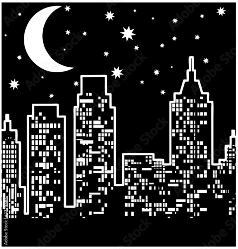 City view at night: Vector