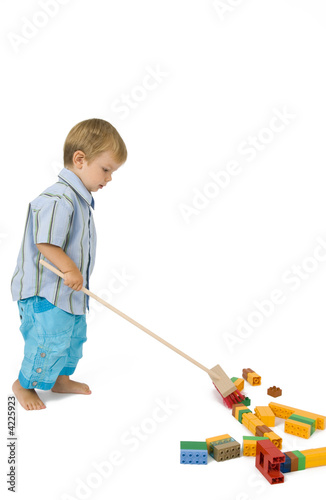 Building worker sweeps.