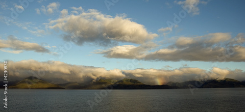 Alaskan Coastline with Rainbow