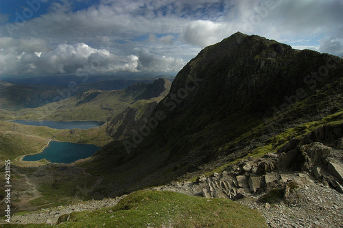 The peak of Snowdon in shadow