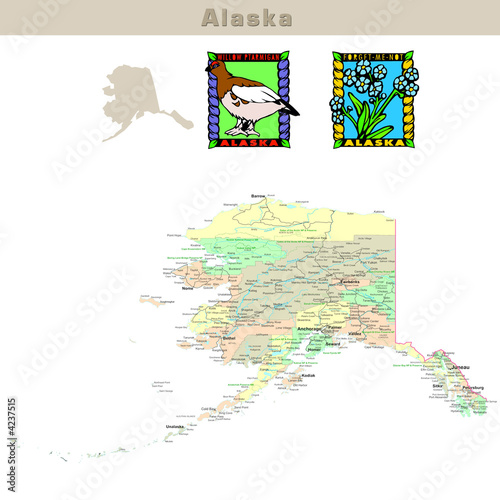 USA states series: Alaska. Political map