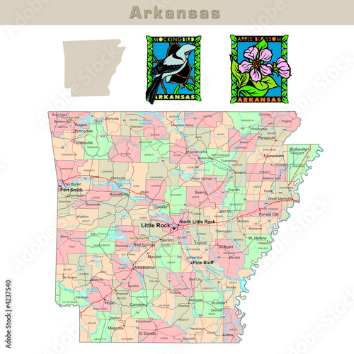 USA states series: Arkansas. Political map