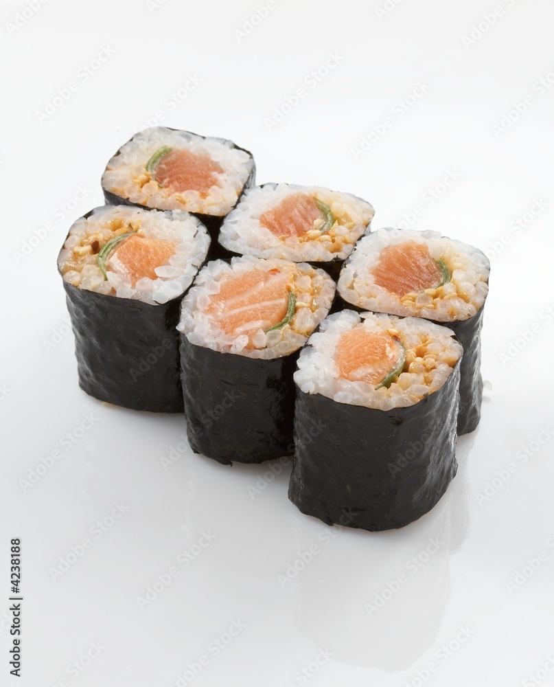 Isolated Japanese food sushi on white background