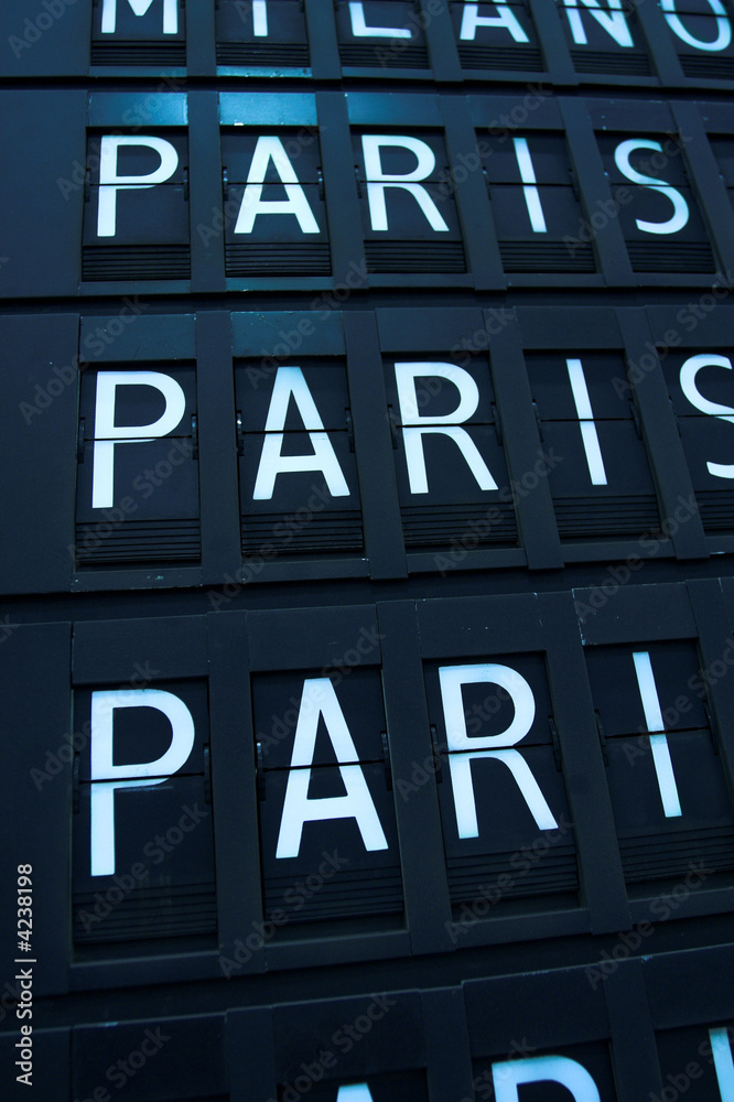 Flights to Paris - airport info board Flights to Paris - airport info board