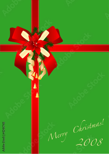 The image of a celebratory bow of a gift by christmas