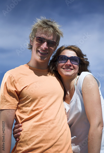 young couple posing on the beach in vancouver © fred goldstein