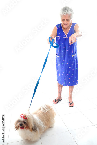 Elderly with her pet